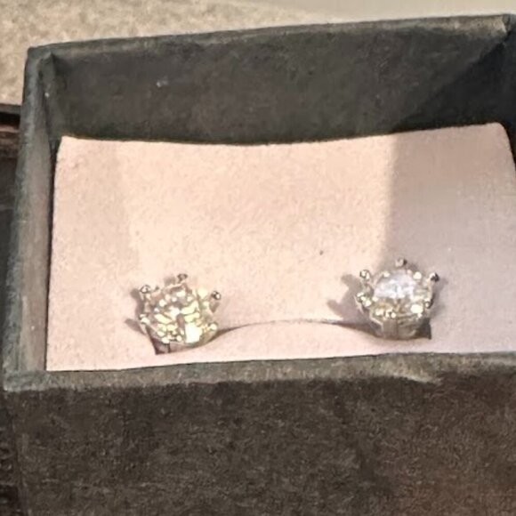 Moissanite 0.5 CT Round Stud Earrings 6 Prong Sterling Silver 925 Stamped NWT - Picture 9 of 14